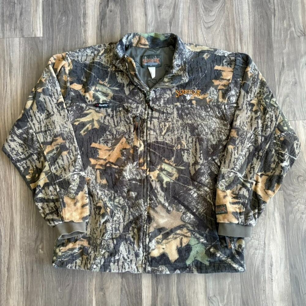 Scent-Lok Full Zip Jacket Men's Size L Realtree Camo Polartec Lined Hunting